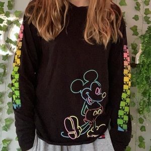 Disney Mickey Mouse Neon Check Long-Sleeve